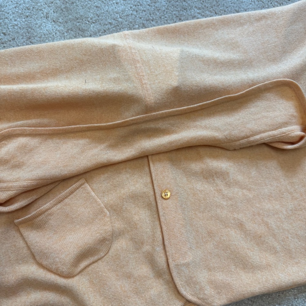 J. Jill 100% Cashmere Light Peach Orange Cardigan Sweater Jacket Size Medium - Picture 7 of 9